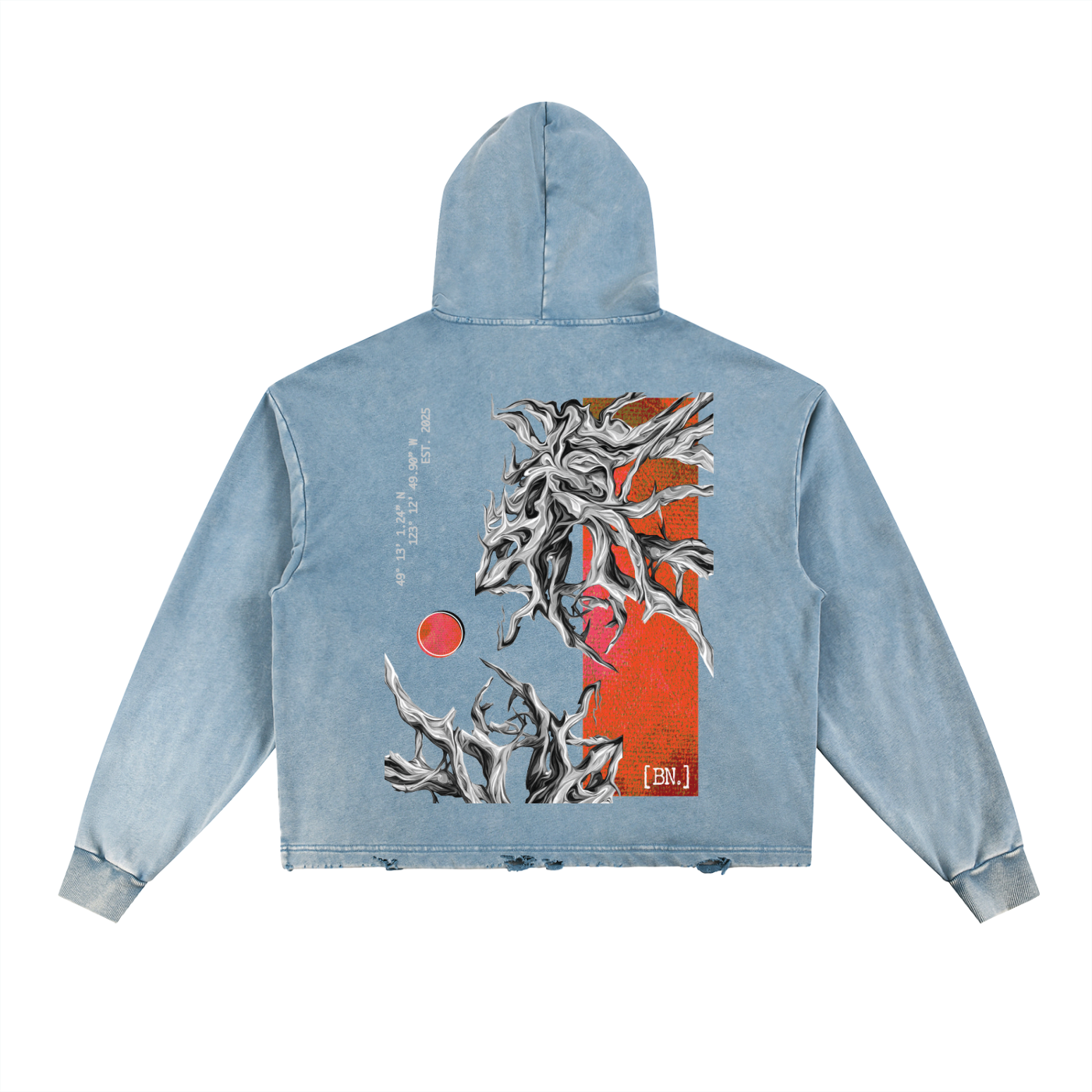Vintage Washed Frayed-Hem Hoodie